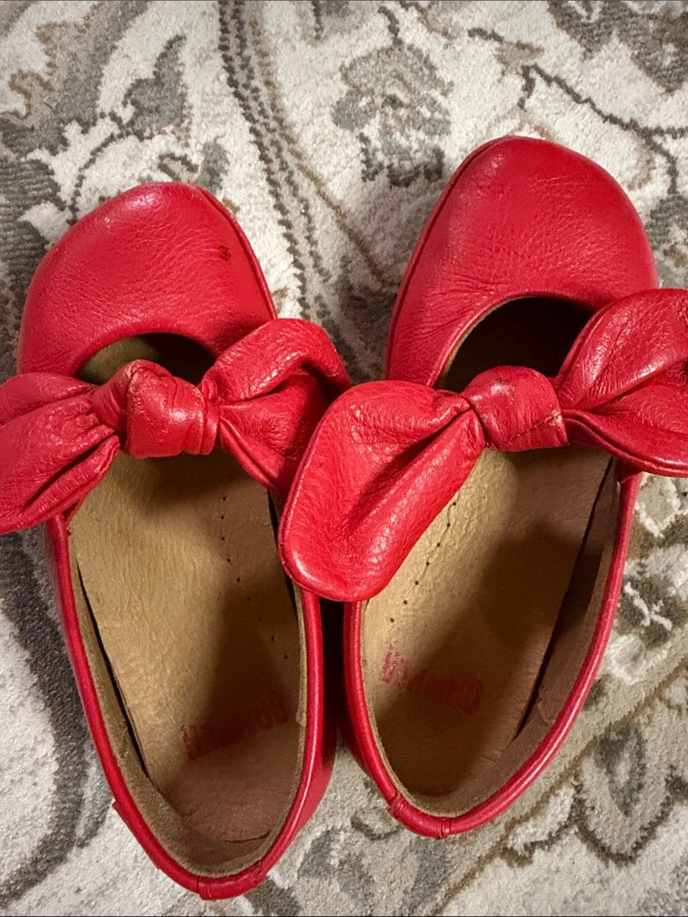 Camper Girls' Red Bow Ballet Flats